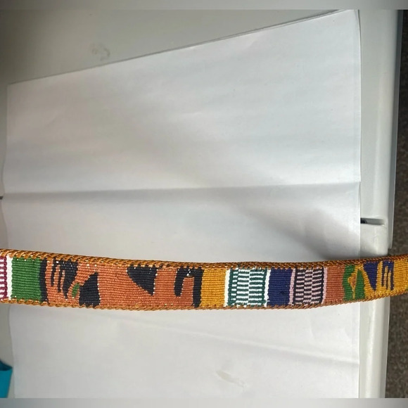 Western Style Embroidered Stamped Leather Belt Size 32 - Picture 3 of 6